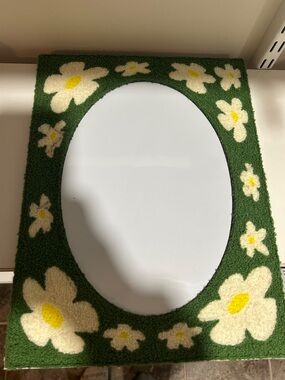 Green Floral white board Frame with Cream Daisies and Yellow Centers